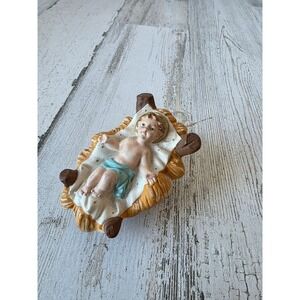 Vintage paper mache baby Jesus crib Italy‎ Nativity Xmas figurine decor